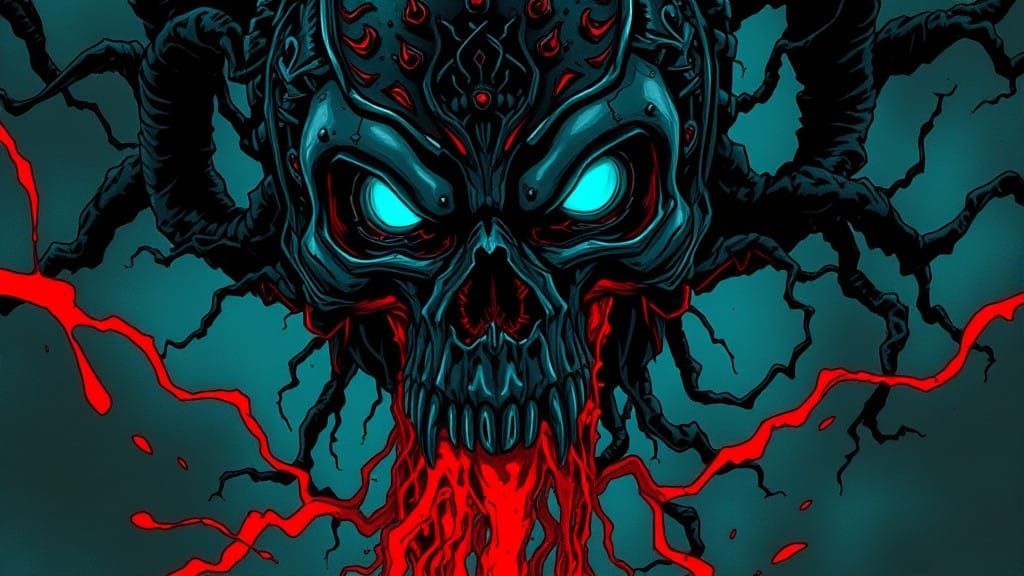 Cybernetic Fearsome Demon Spouts Blazing Energy