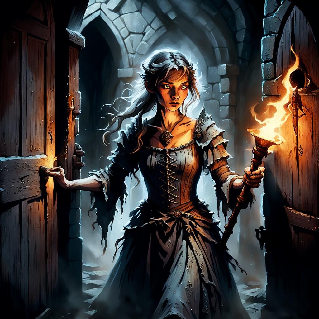 Eerie Dungeon Doorway in Dark Fantasy Digital Art