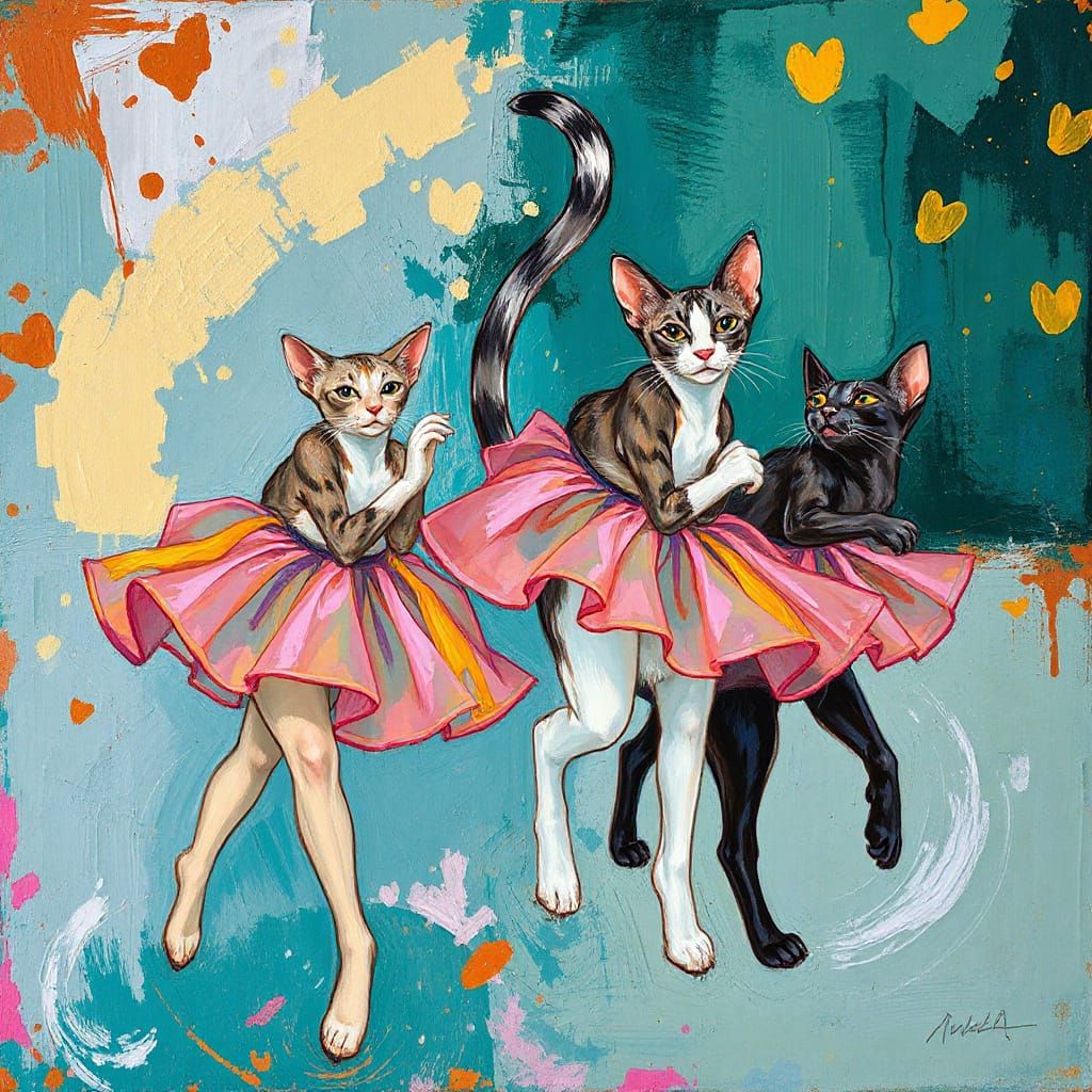 Felines in Iridescent Can-Can Skirts