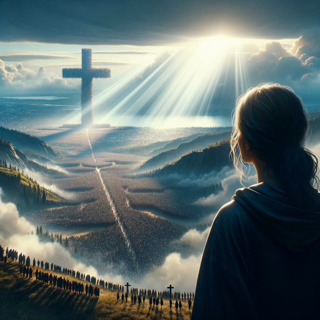 Epic Valley Scene with Cross in Digital Matte Painting