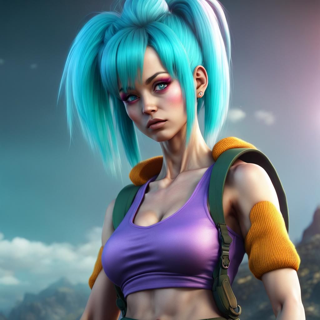 Hyperrealistic Bulma Portrait in Vibrant Color