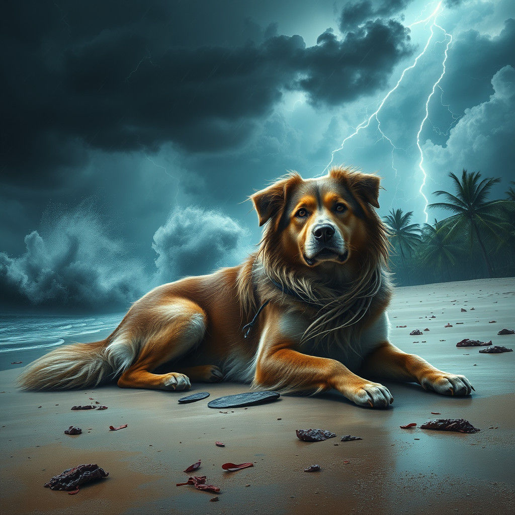 Dog in a Stormy Landscape: Digital Concept Art