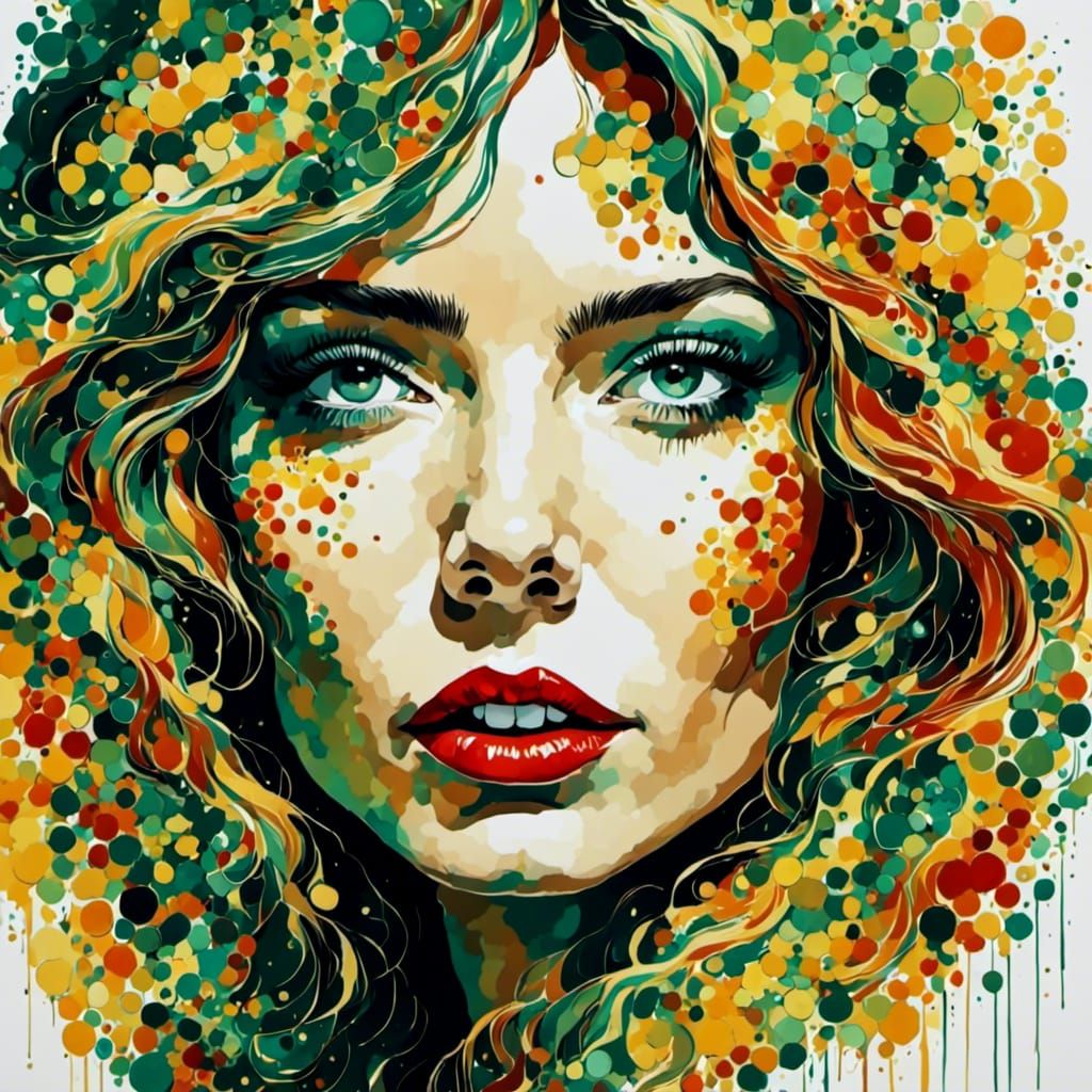 Pop Art Woman with Green Eye and Bold Lips