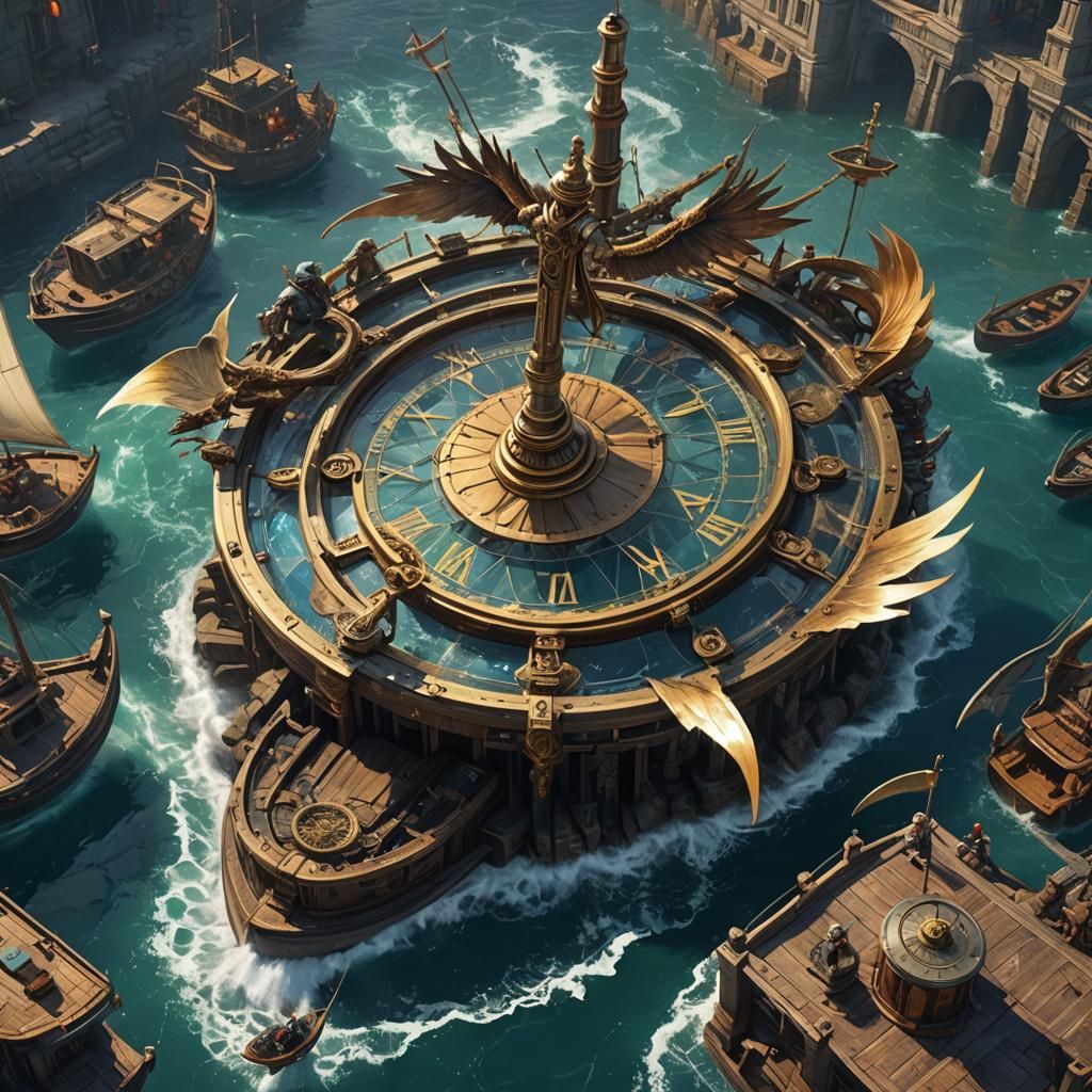 Boats and Sailors Seascape in Dynamic Lighting