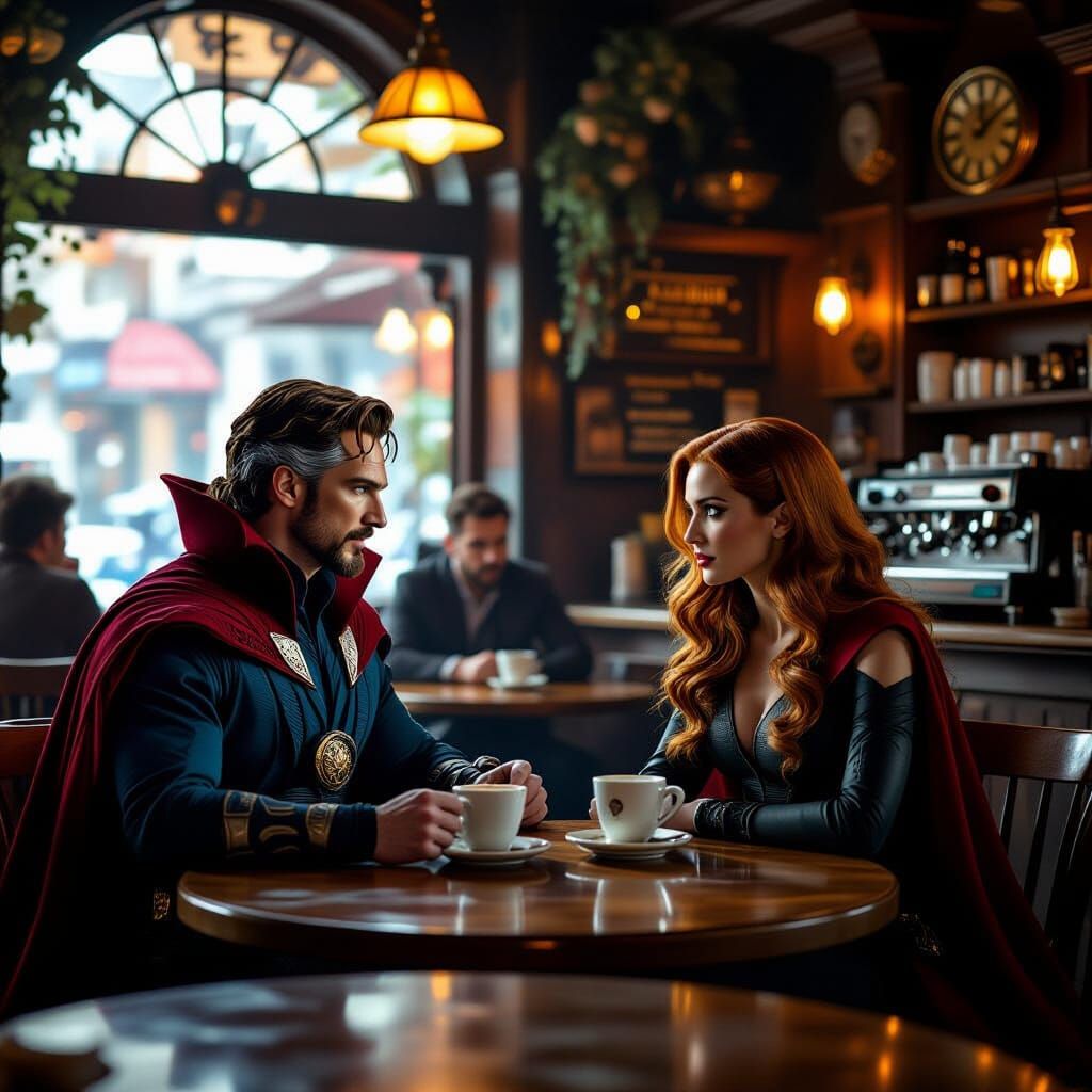 Dr. Strange & Scarlet Witch Discuss Multiverse Over Coffee