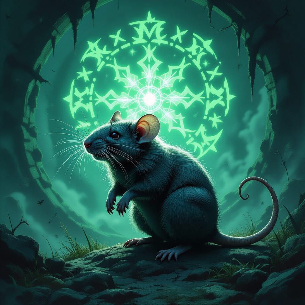 Eldritch Rat in Mystical Realm, Doré Illustration