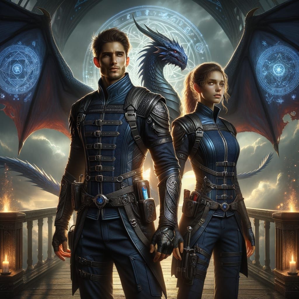 Dragon Riders in Mystic Academy Uniforms Amidst Radiant Rune...