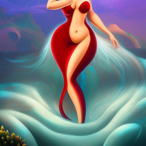 Jessica Rabbit as Voluptuous Mermaid: Detailed Matte Paintin...