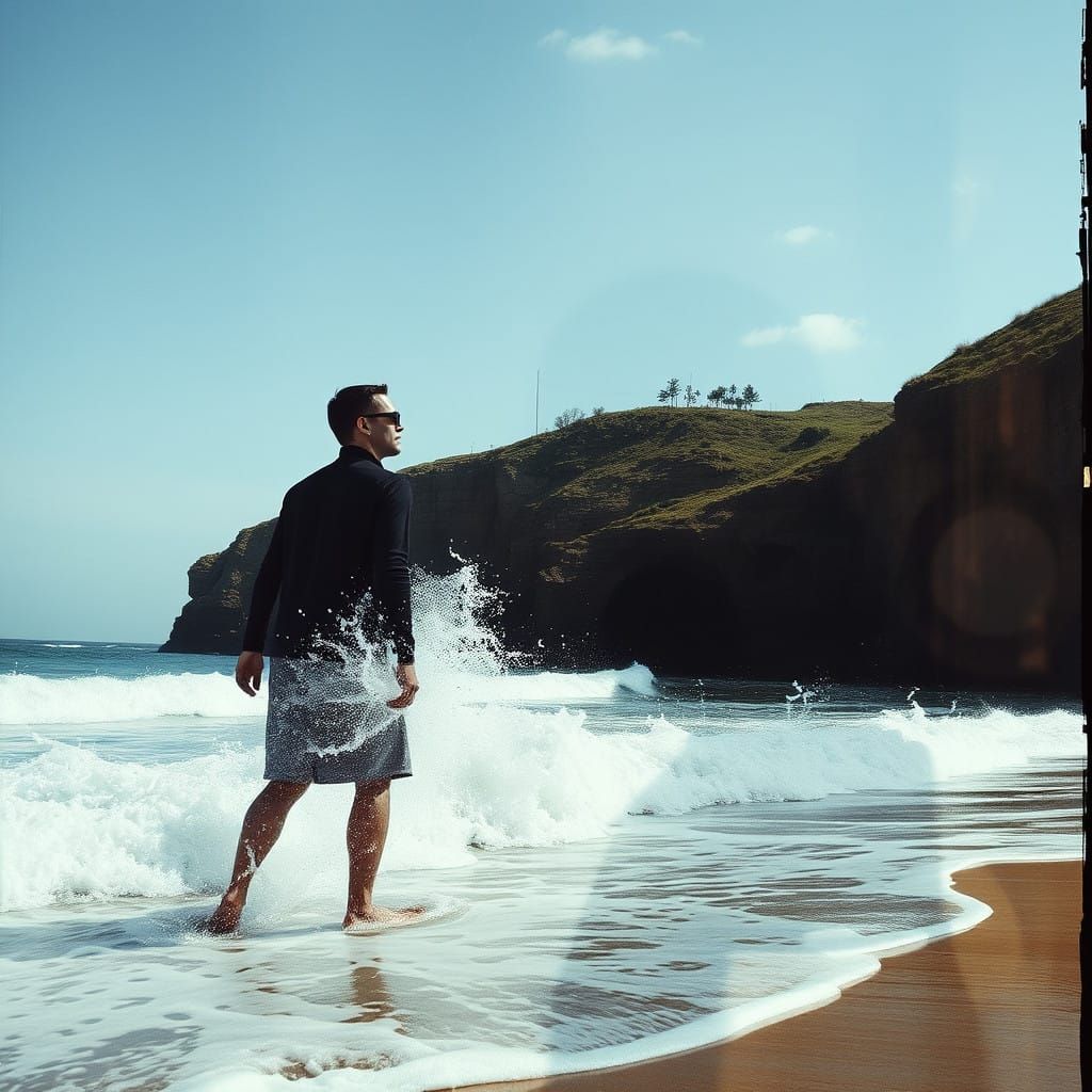 Surrealist Waves Collide in Dreamlike Double Exposure