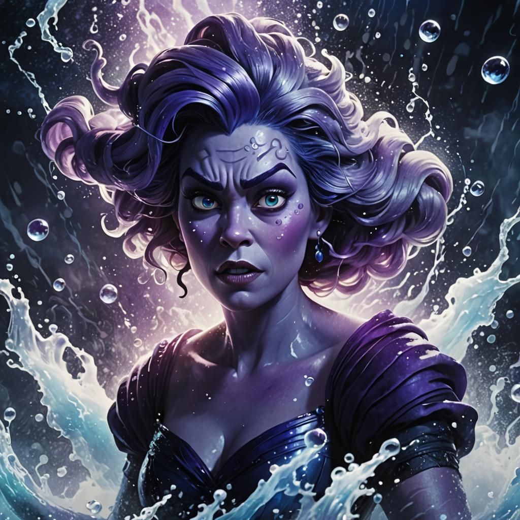 Ursula in Swirling Water, Disney-Inspired Animation