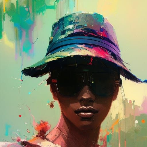 Summer Space Portrait in Textured Speedpaint Style