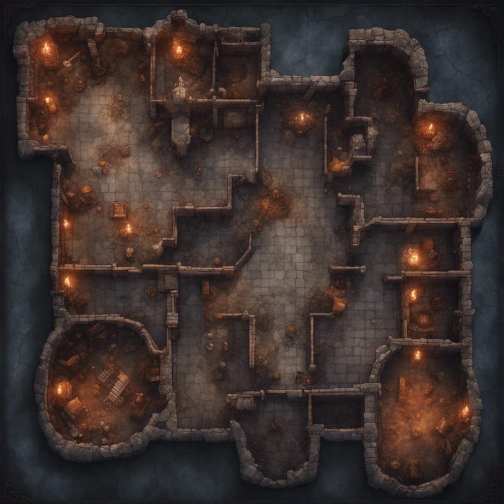 Top-Down DnD Battlemap of a Demonic Castle Dungeon
