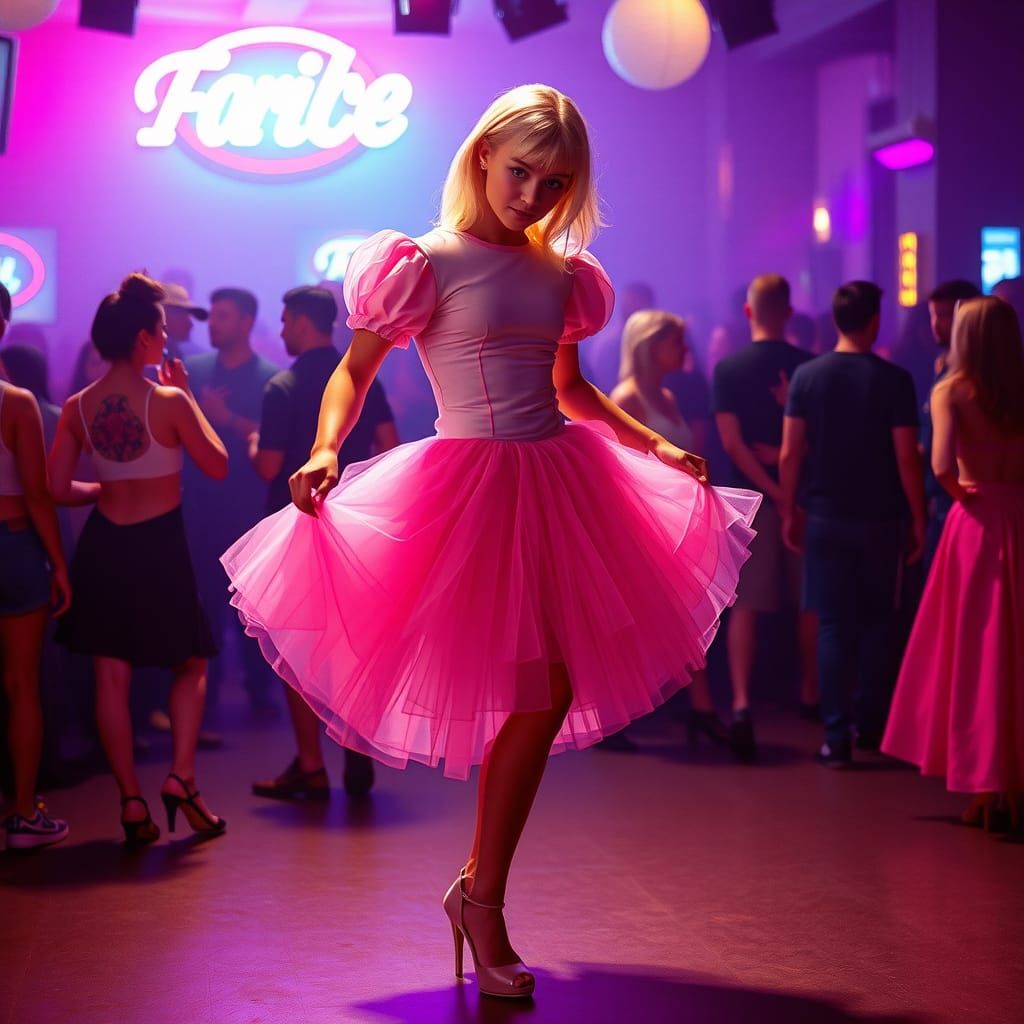 Dynamic Nightclub Dance: Pastel Tulle and Neon Lights