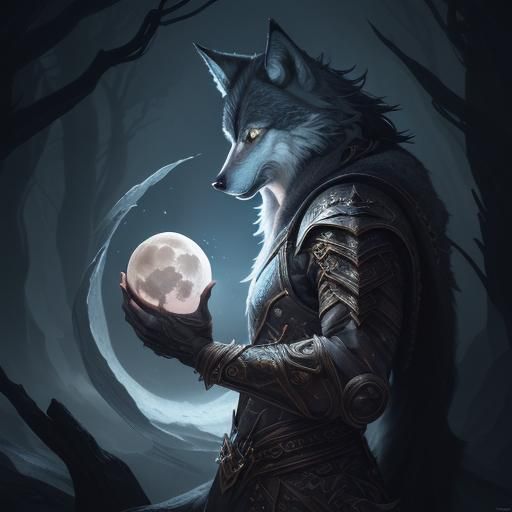 Werewolf Holding the Moon, Detailed Matte Painting