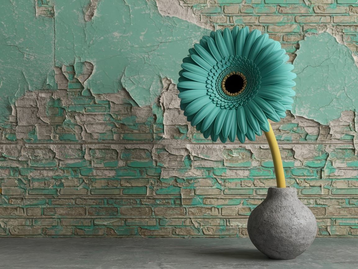 Surrealistic Gerbera in Weathered Brick
