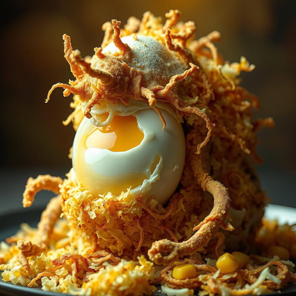 Breakfast Monster in Surreal Digital Art Style