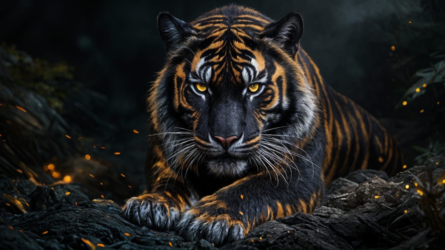 Mighty Black and Gold Tiger Portrait: Fantasy Concept Art