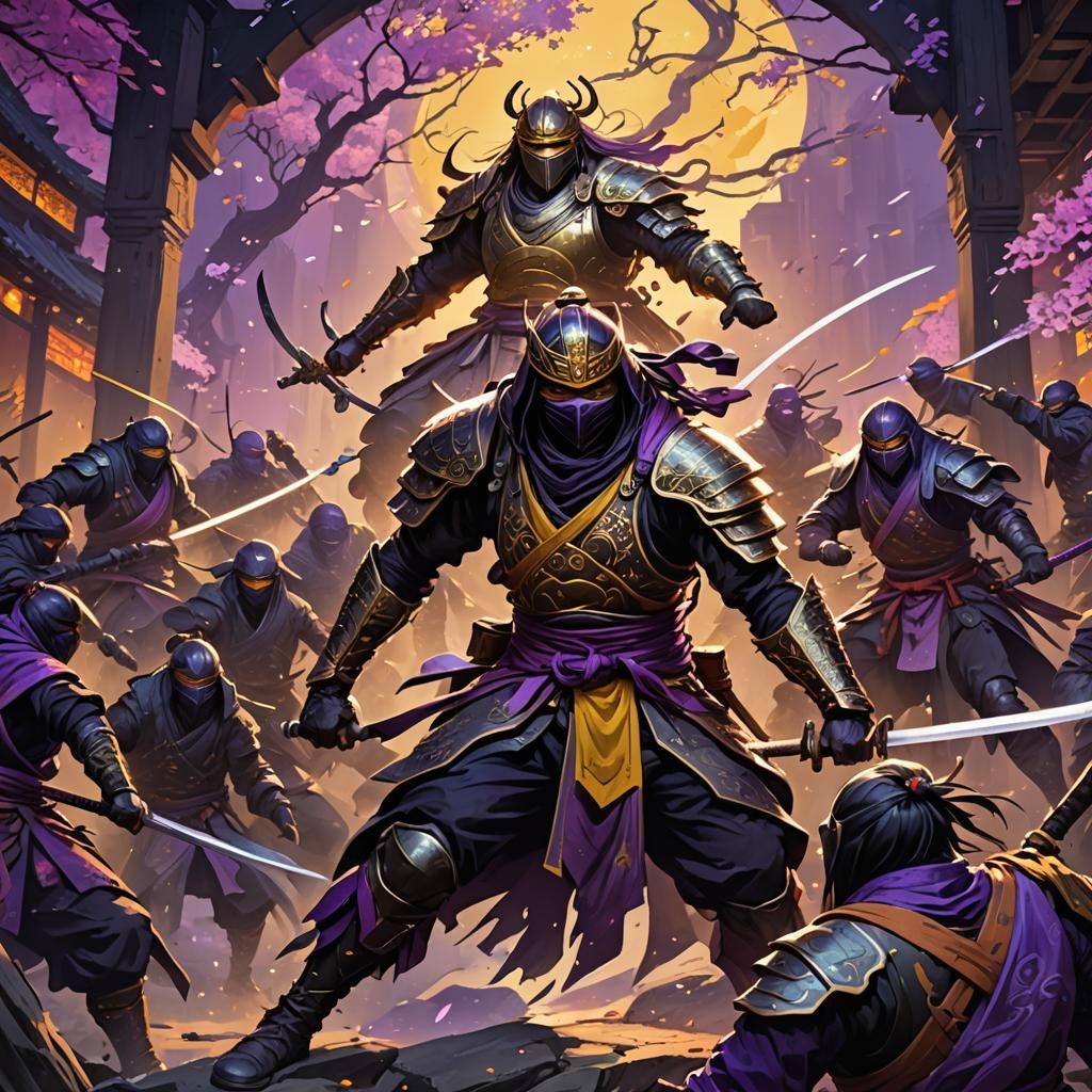 Elemental Ninjas and Samurai in Dark Fantasy Art