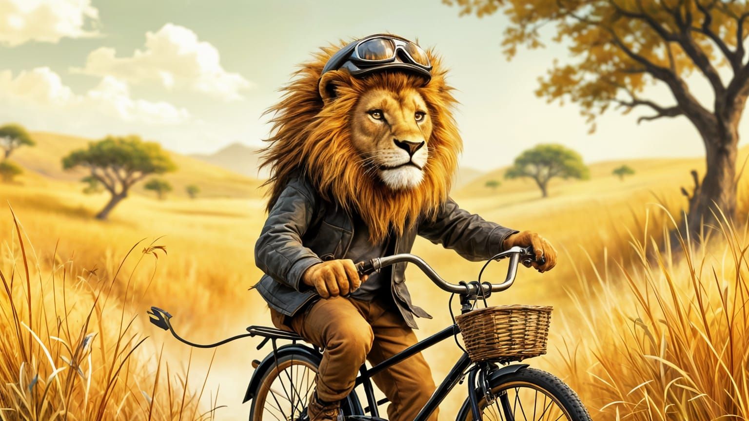 Lion Rides a Bicycle: An Unusual Sight