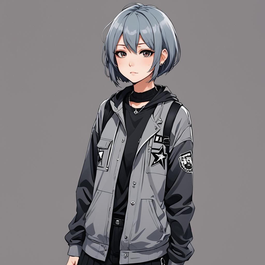 Girl with Emo Style Makeup in Anime Art