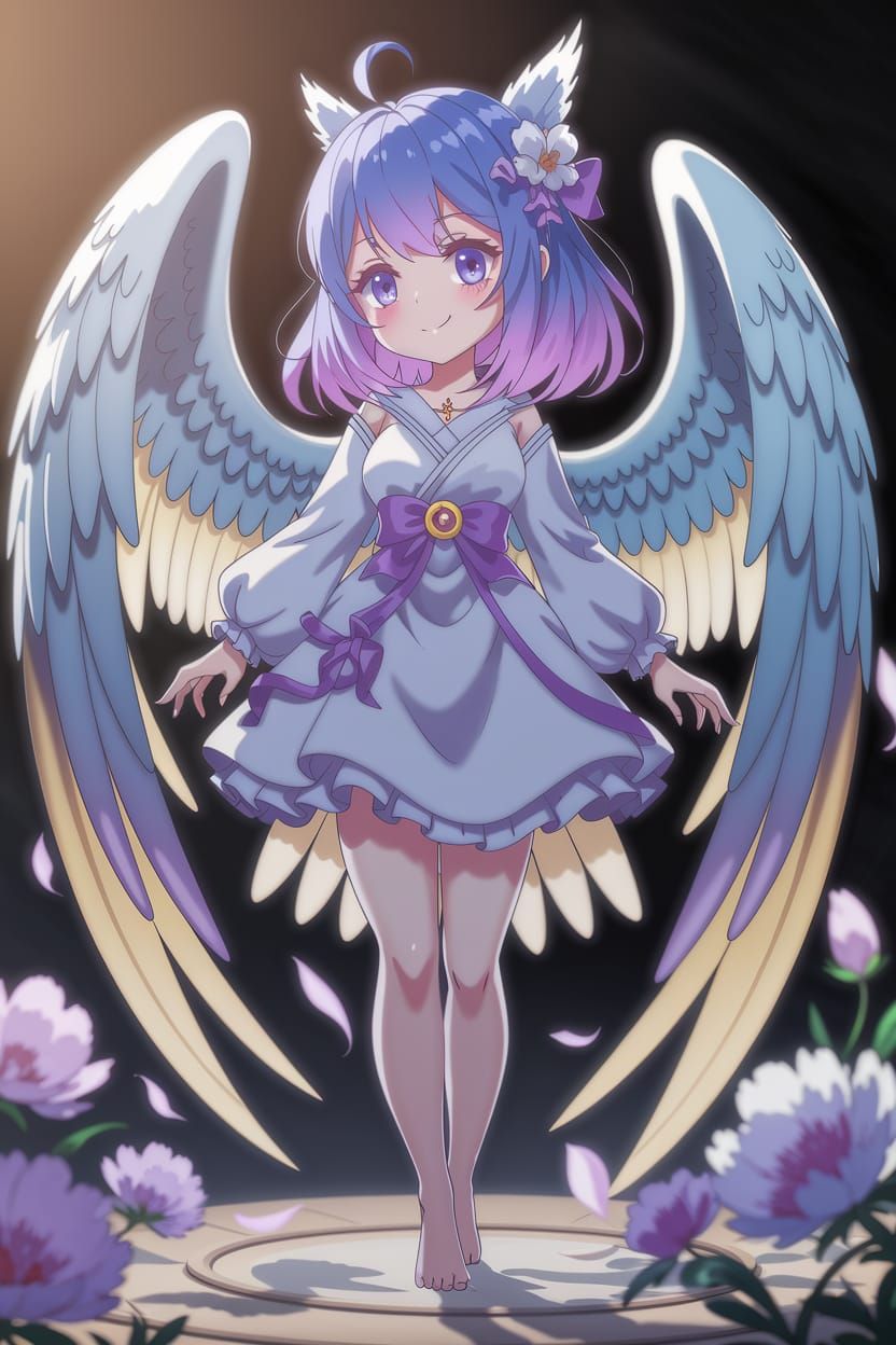 Ethereal Harpy Girl in Japanese-Inspired Anime Style