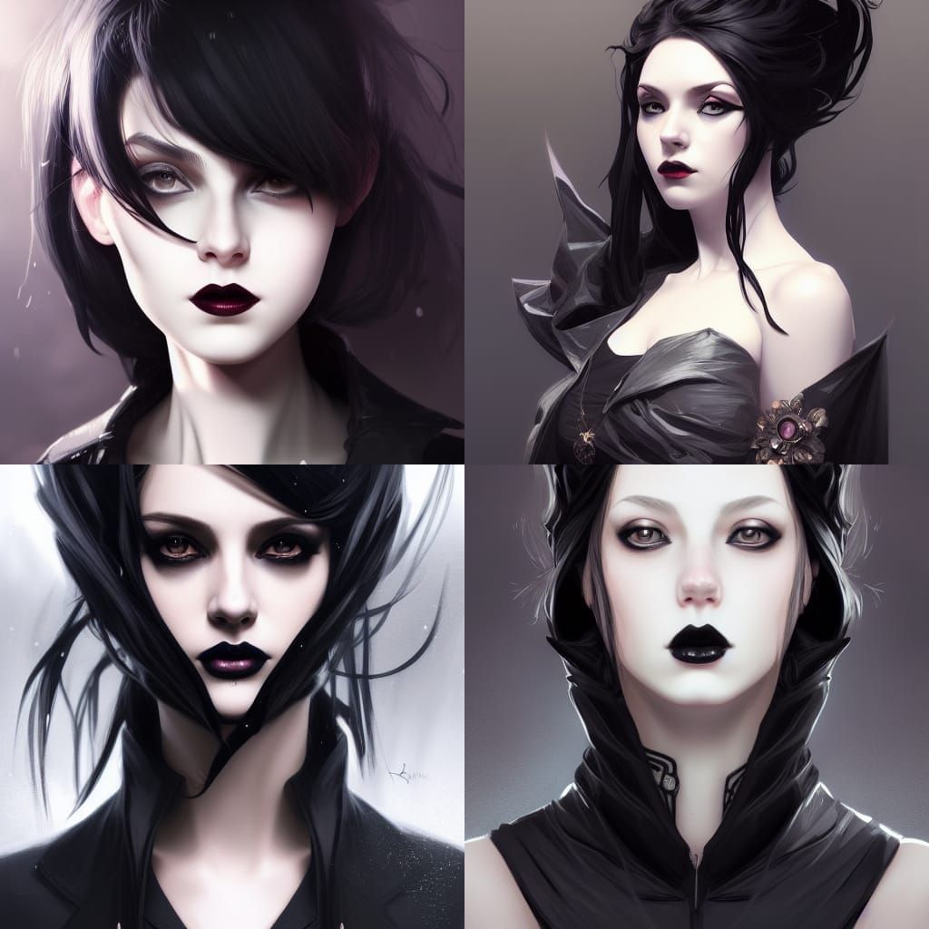 Goth Girl in Black Coat: Detailed Concept Art