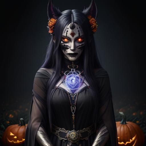 Dark Tempting Halloween Art with Holographic Glow