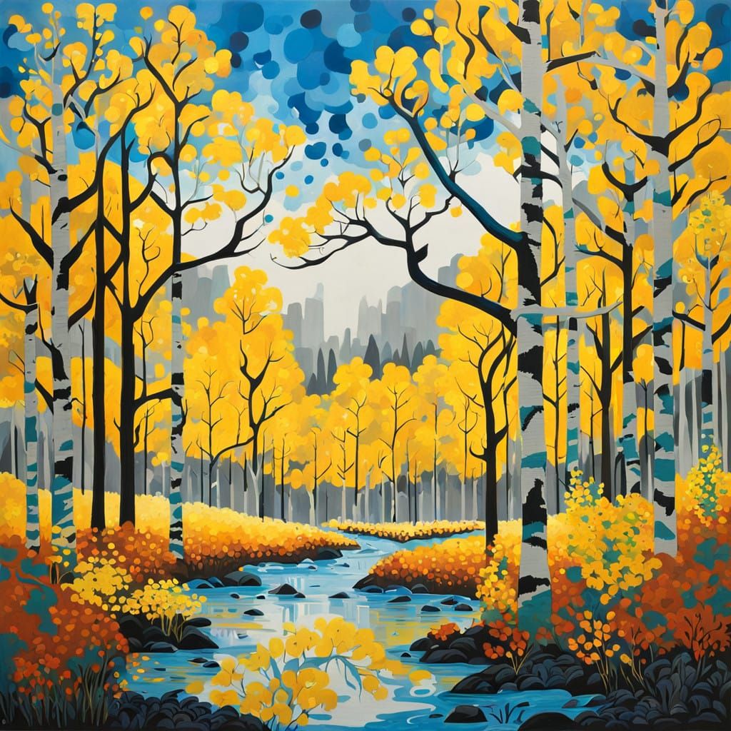 Aspen Forest in Vibrant Abstraction