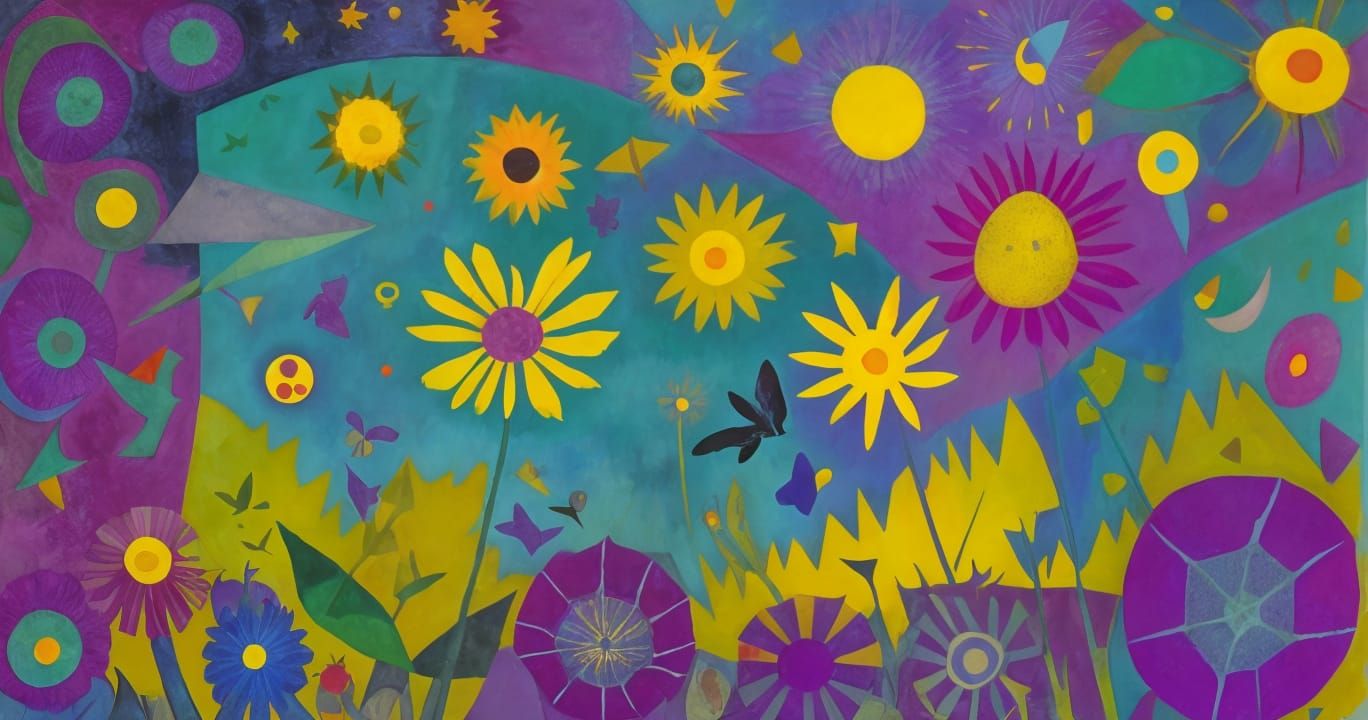 Winged Fairies in Dandelion Dreamscape, Tamayo Style