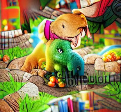 Cute Colorful Dinosaur Digital Illustration