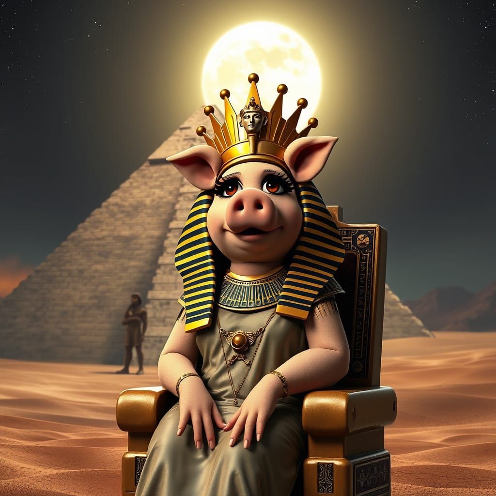 Ancient Egyptian Piggy Reigns Supreme in Lunar Majesty
