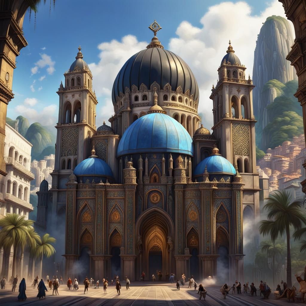 Moorish Cathedrals and Energy Centers in Rio: Oil Painting