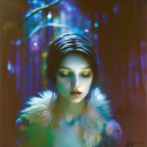 Ethereal Starlight Ghost in Bioluminescent Forest