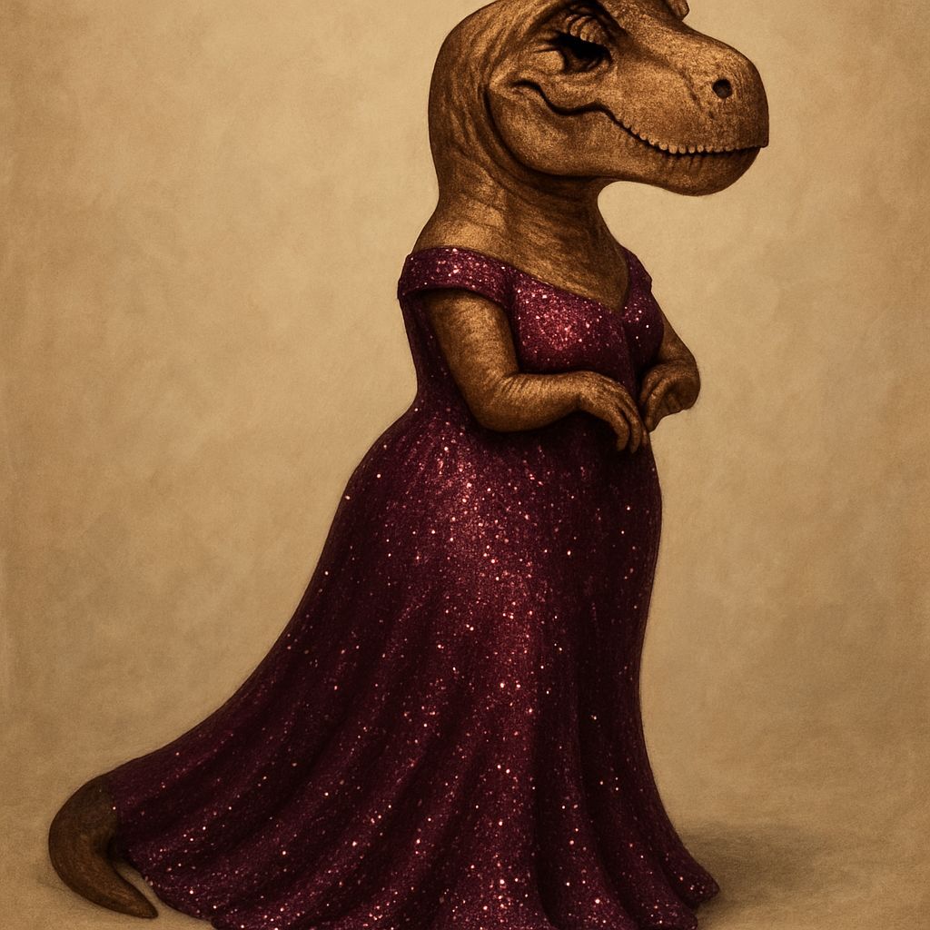 T-Rex Accepts Award in Sparkly Evening Gown