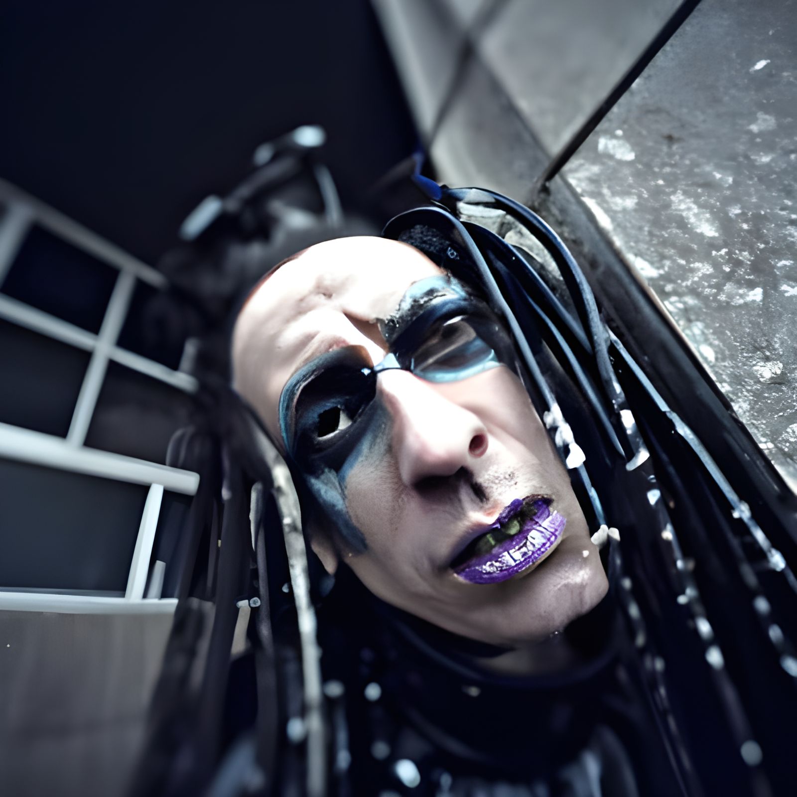 Futuristic Goth Model Portrait in Cyberpunk Style