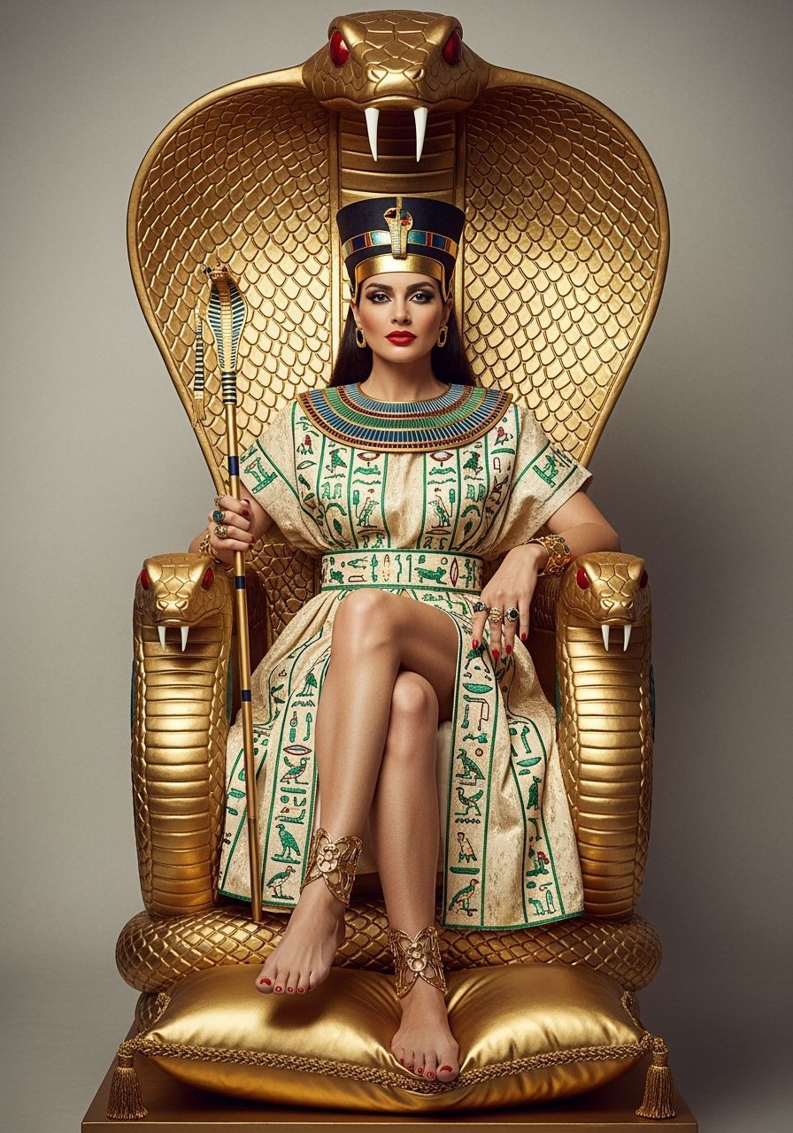 Egyptian Queen on Cobra Throne, Professional Photography