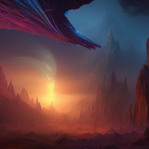 Fantastical Starfall: Detailed Matte Painting