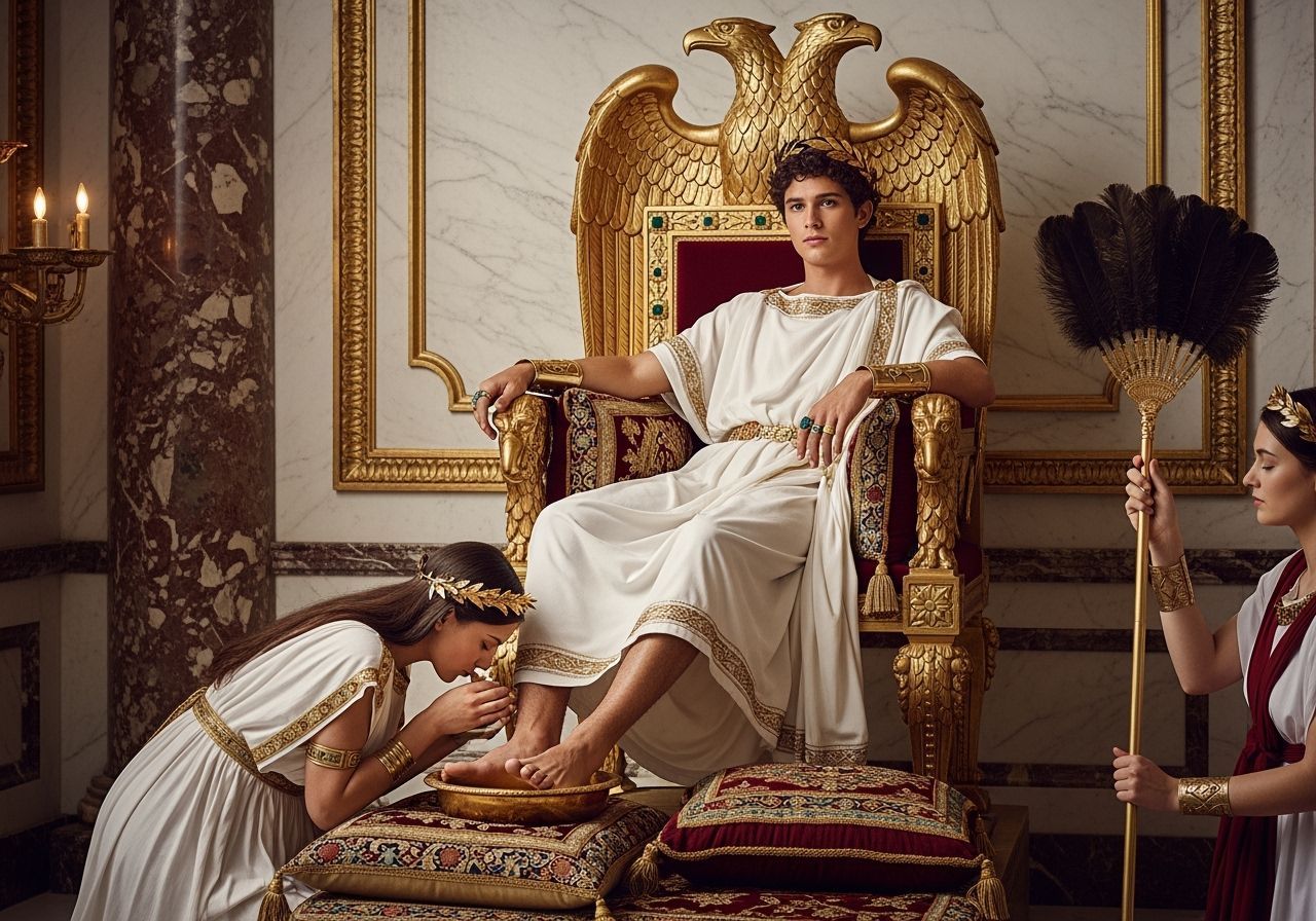 Young Roman Emperor on Eagle Throne, Soft Lighting