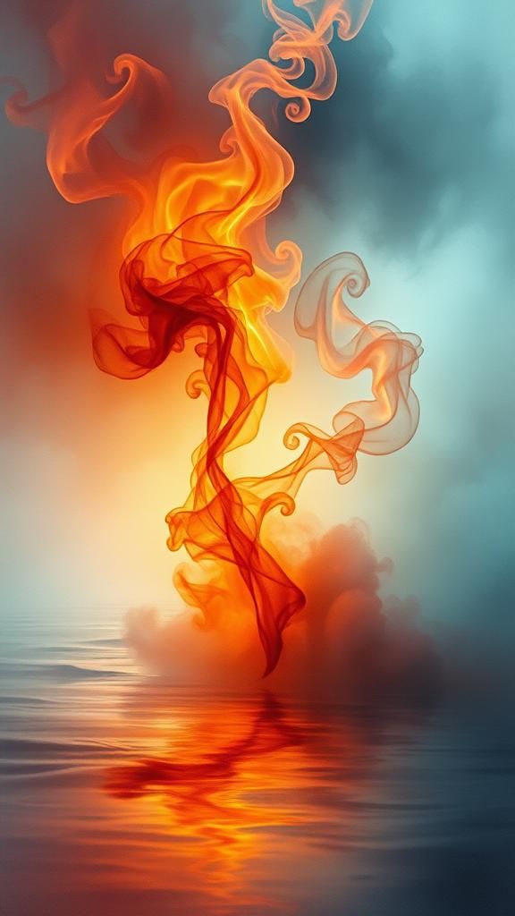 Smoke and Fire: Surreal Gouache Watercolor Art