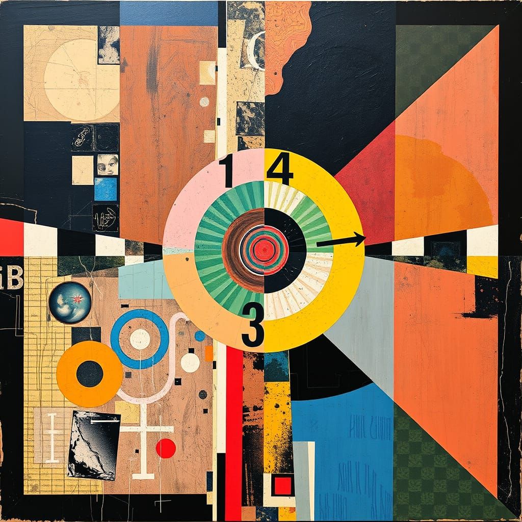 infinite regression by Kurt Schwitters, photograph with surreal strange mixed media, thick wet paint, psychedelic test p...