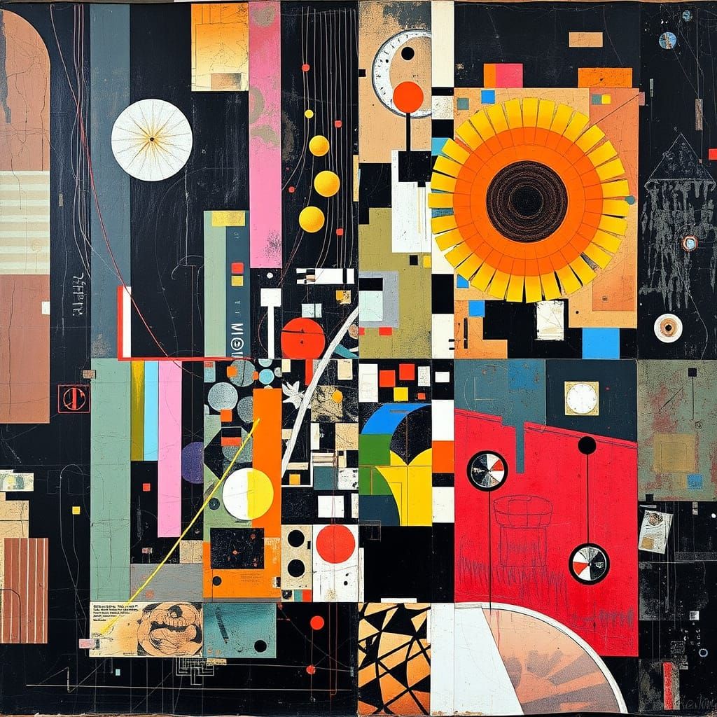 infinite regression by Kurt Schwitters, photograph with surreal strange mixed media, thick wet paint, psychedelic test p...