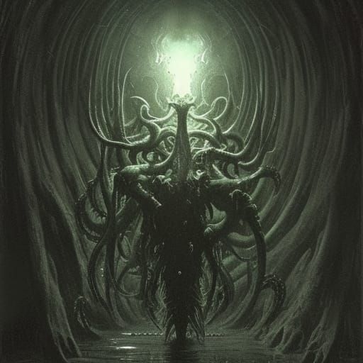 Gothic Horror: Eldritch God in Dark Ocean