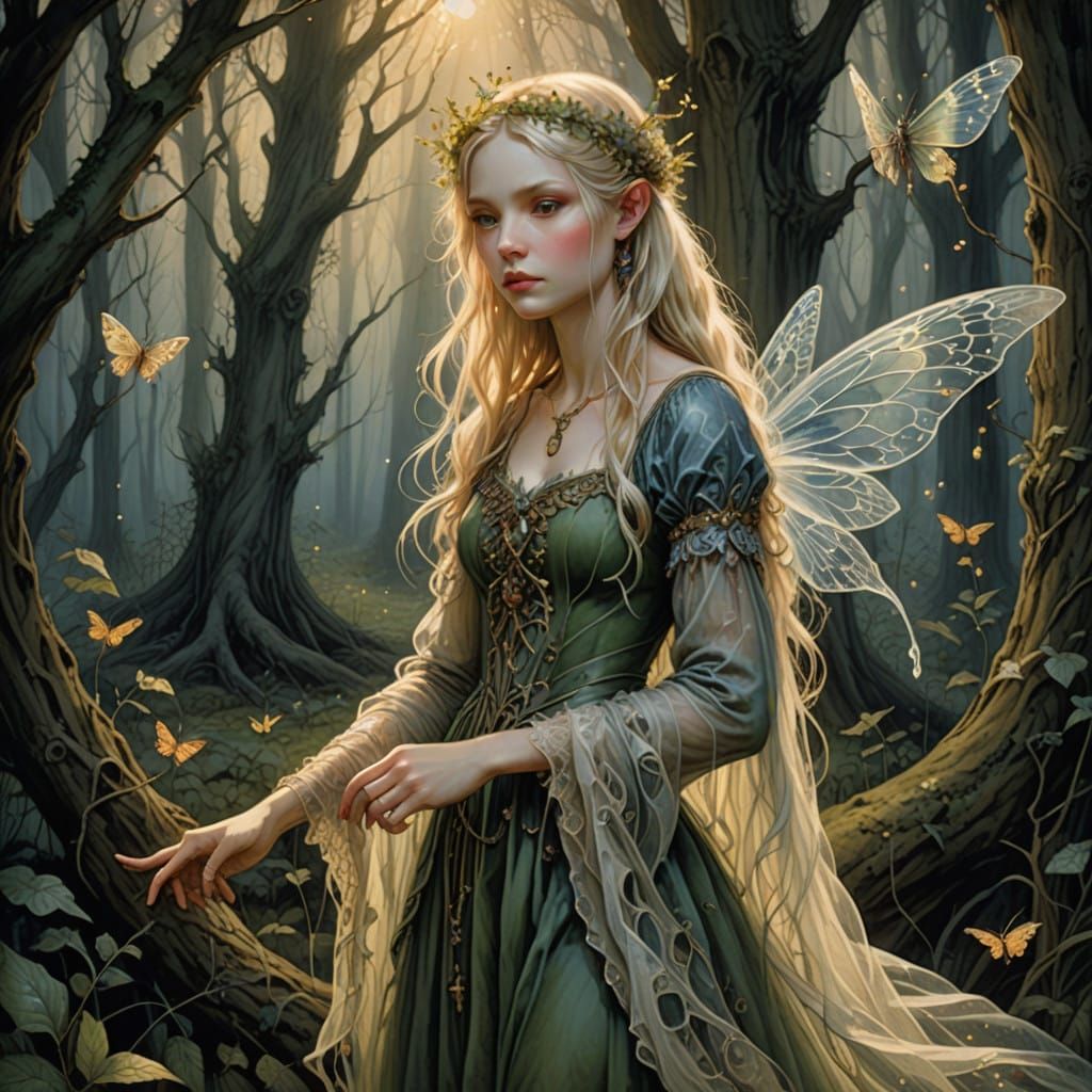 Enchanted Whimsy Fairy in a Misty Forest