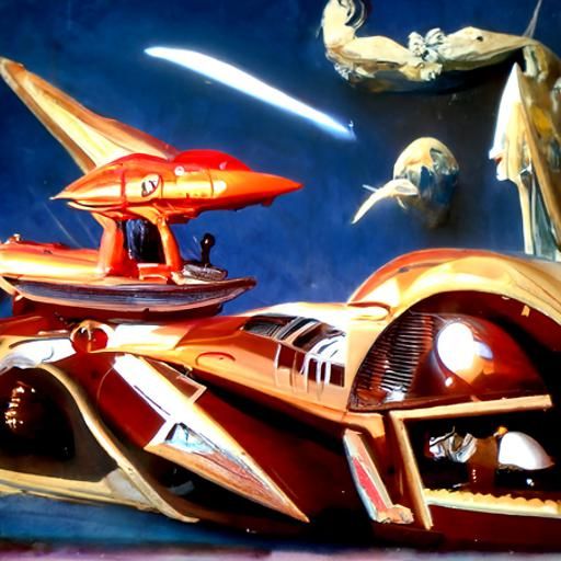 Retro Sci-Fi Spaceship in 80s Cartoon Style