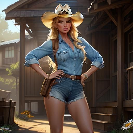 Jessica Simpson Portrait in Cowboy Style