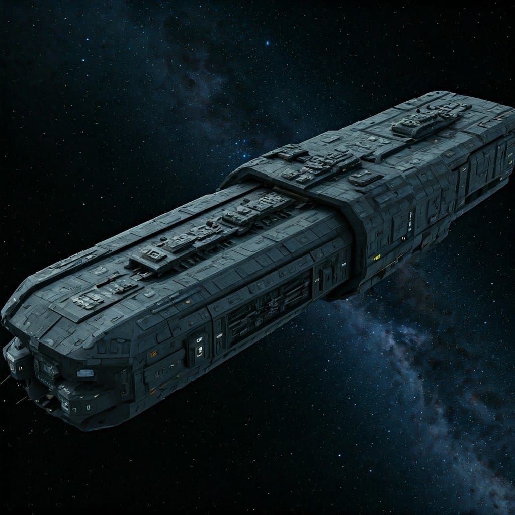 Cyberpunk-Inspired Starship with Angular Armor Plating