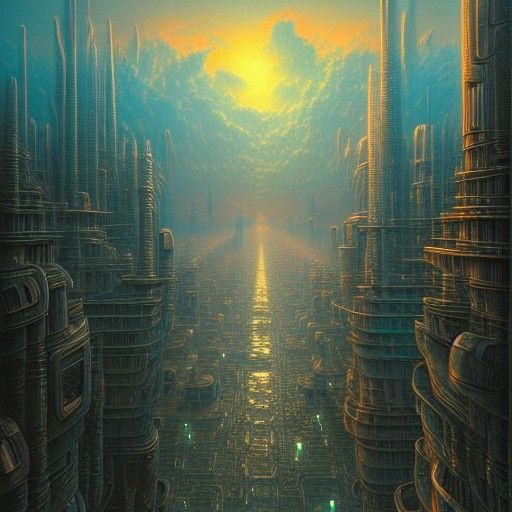 Detailed Futuristic Cityscape Photography in 16k