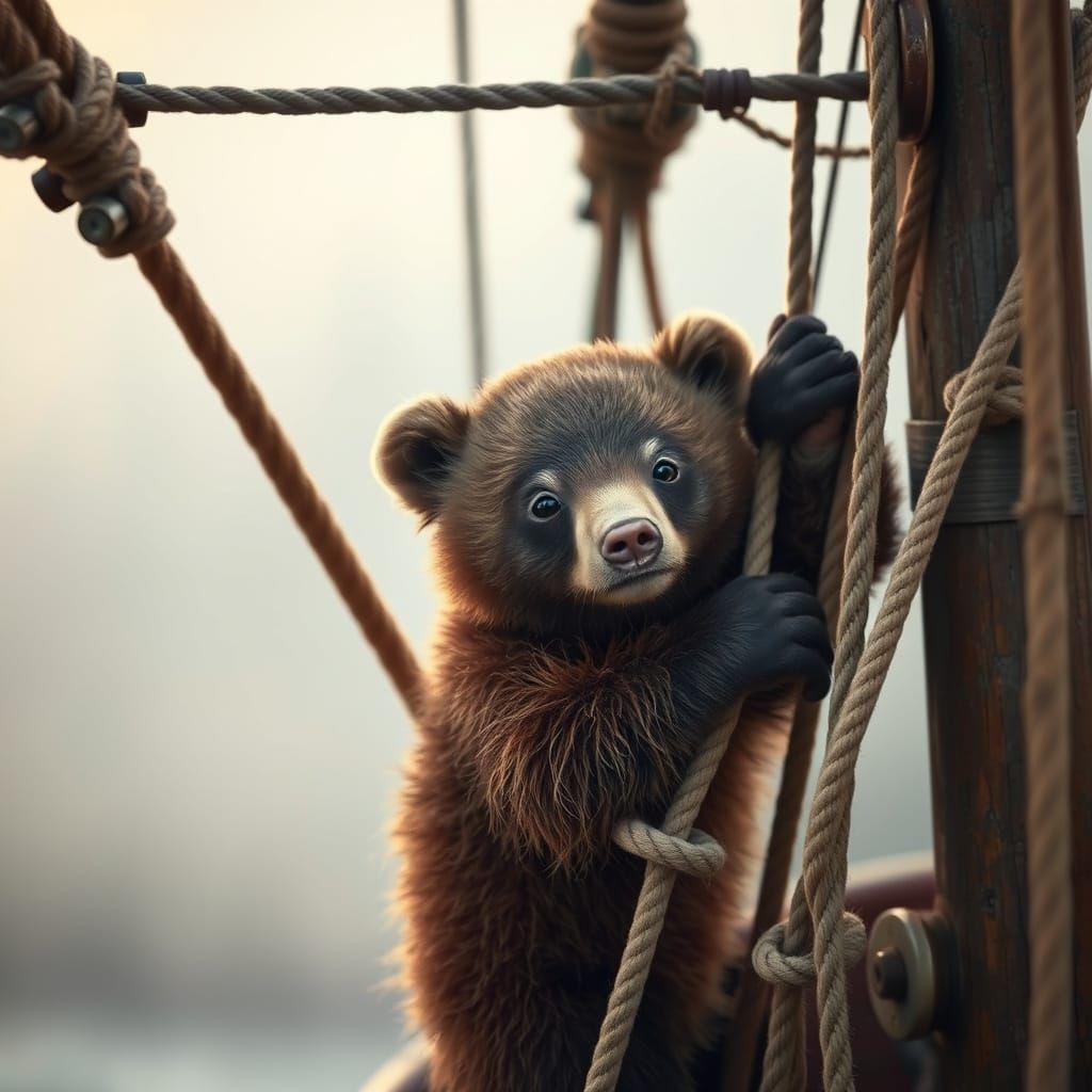 Baby bear in the rigging