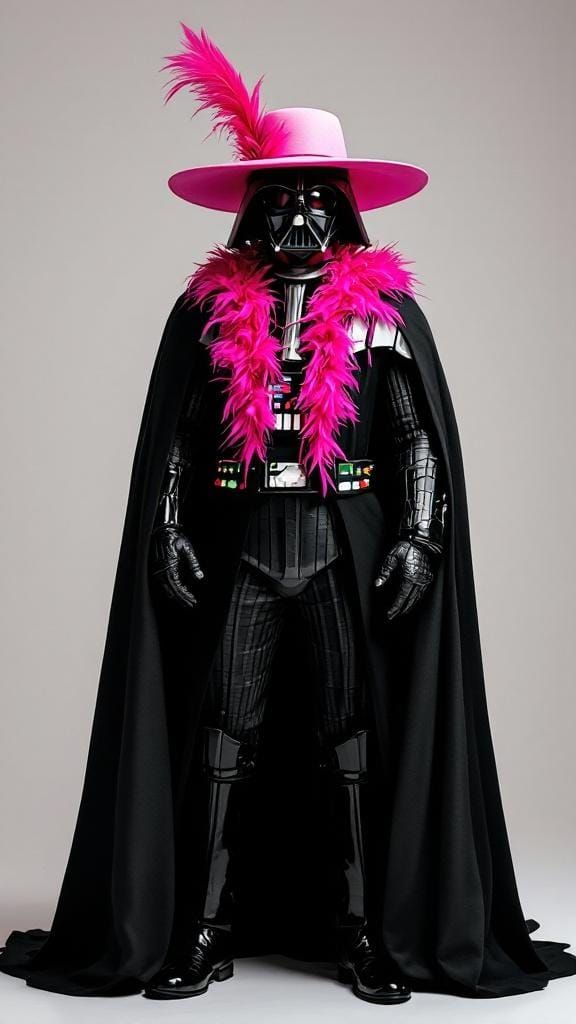 Darth Vader with Pink Boa: A Sci-Fi Glamour Portrait