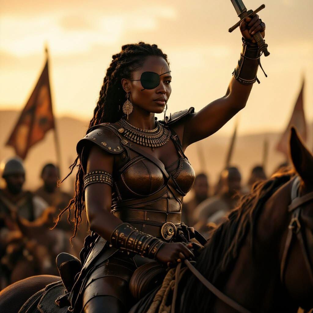African Queen Amanirenas Leads Troops in Battle